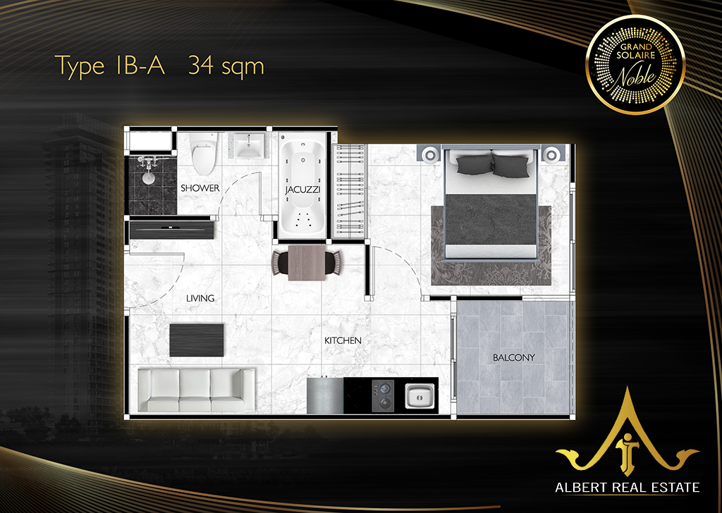 Grand Solaire Noble one-bedroom plan
