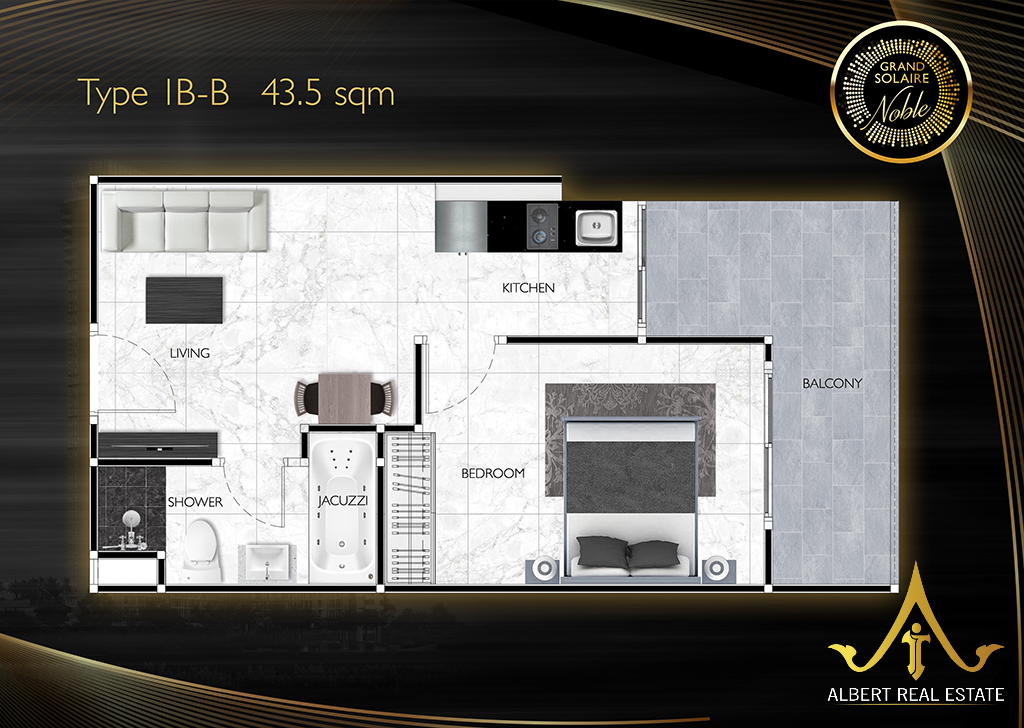 Grand Solaire Noble one-bedroom layout