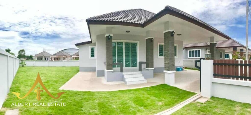 Front exterior of the detached single-storey Huai Sai Tai Villa near Hua Hin