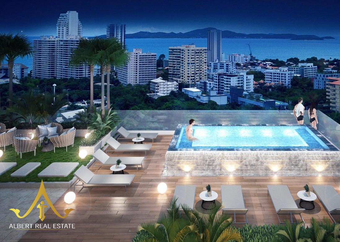 Roof deck at Siam Oriental Oasis condominium in Pratamnak