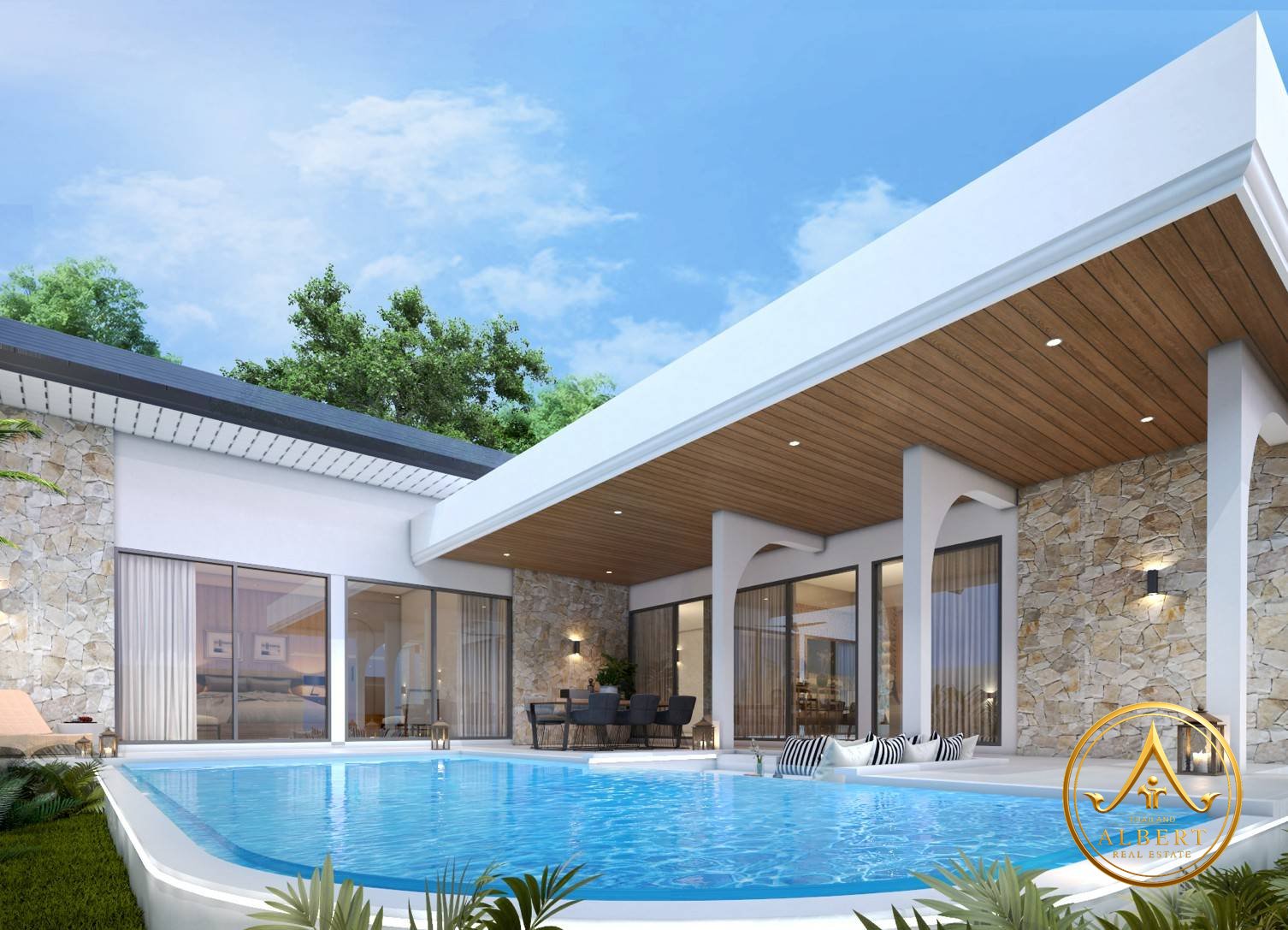 Sala Montana Residence Hua Hin – Private pool and covered terrace (3D render)