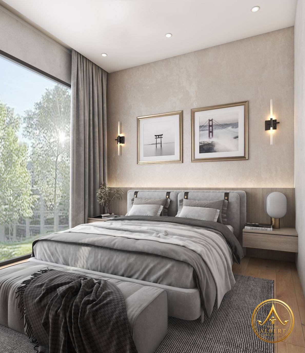 Sala Montana Residence Hua Hin – Guest bedroom with garden view (3D render)