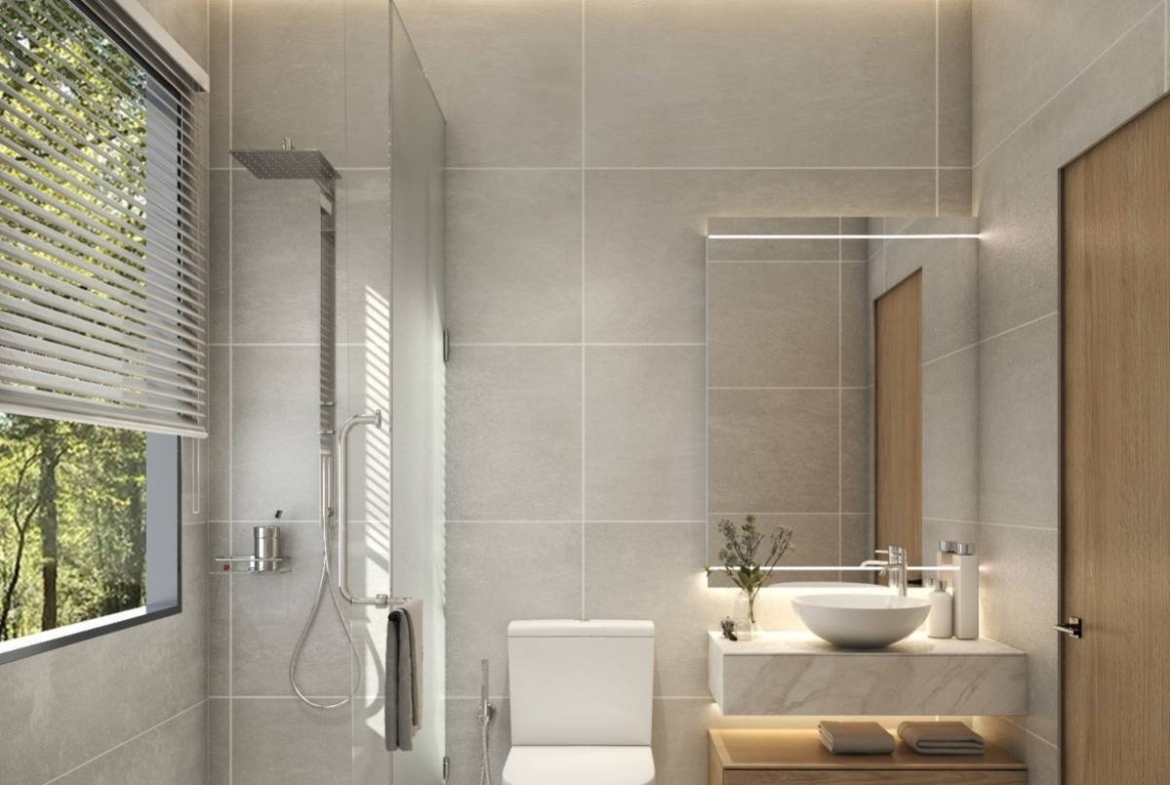 Sala Montana Residence Hua Hin – Bathroom with walk-in shower (3D render)