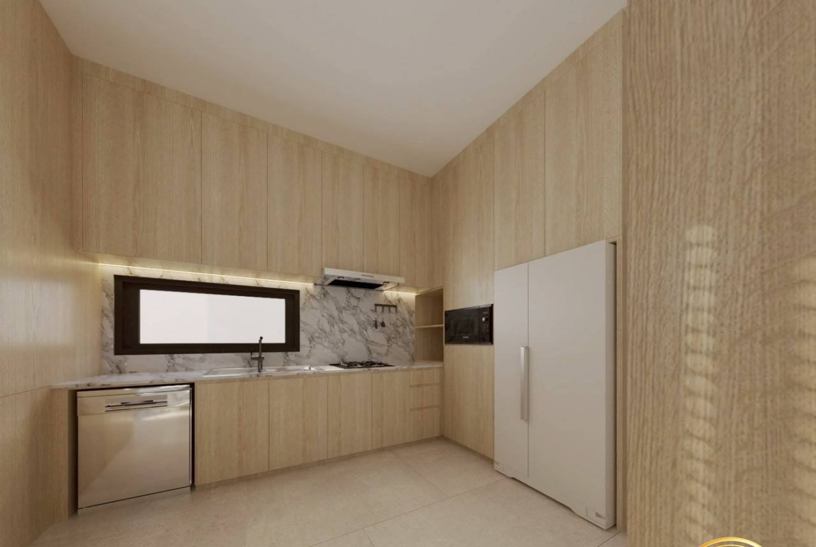 Sala Montana Residence Hua Hin – Fitted kitchen with built-in appliances (3D render)