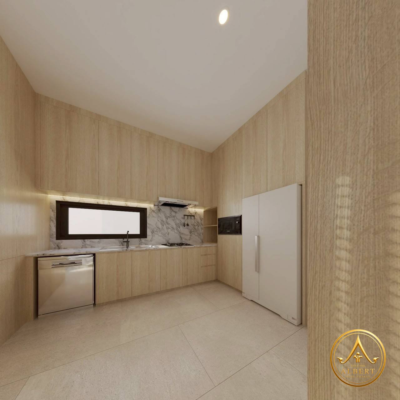 Sala Montana Residence Hua Hin – Fitted kitchen with built-in appliances (3D render)